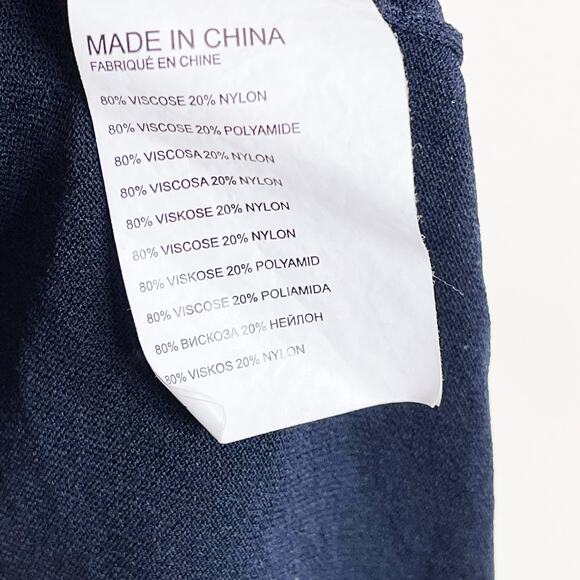 Club Monaco Pleated Asymmetrical Knit Top Navy Blue Womens Medium M Viscose - Picture 8 of 9